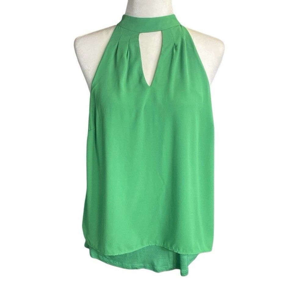 bar III Women’s Keyhole Sleeveless Tulip Layered Green Top Size Medium - NEW